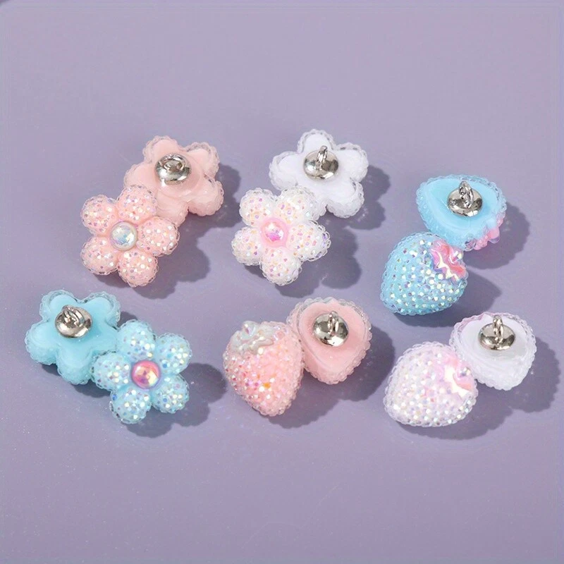 20pcs Strawberry Flower Shank Buttons Plastic for Garment DIY Sewing Craft Cute - Image 3 of 4