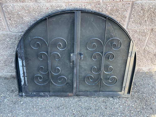 Santa Fe, NM Spanish New Mexico Black Iron Fireplace Screen 26.5" T x 35' W