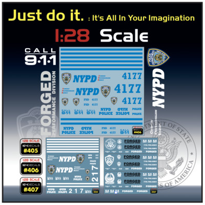 1x POLICE /NYPD /911 /K-9 Water Slide Decal 1/28 RC Model Dicast Hot!! # 405-407