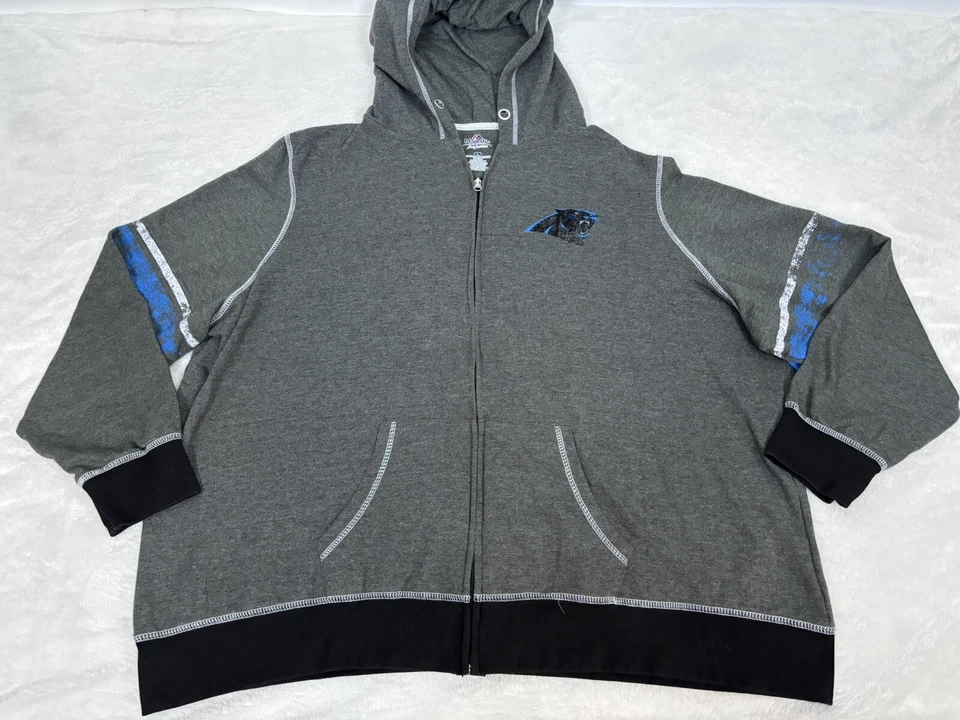 Carolina Panthers Jacket Ladies 2X 3X Gray Full Zip Hooded NFL Sweatshirt Womens - Image 3 of 4