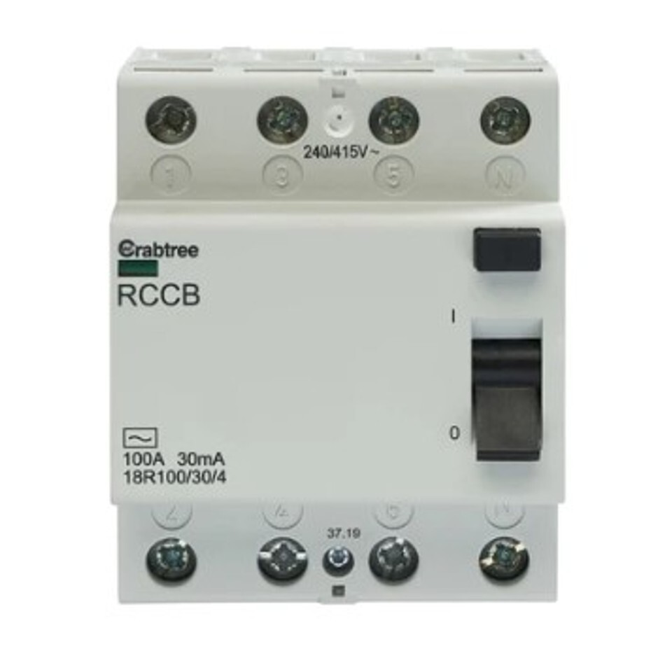 Crabtree 18R100/30/4 Loadstar 100A 30mA 4 Pole RCD