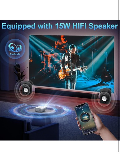 Pericat 5G WiFi Proyector Bluetooth 1080 Exterior Portátil Video Proyector Paquete - Imagen 5 de 9