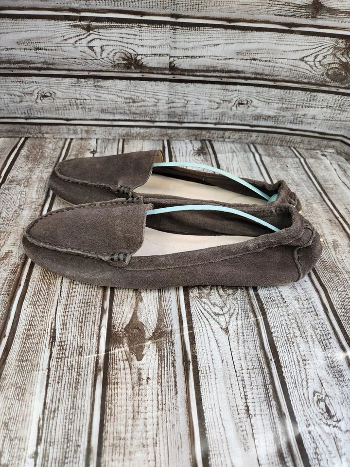 Lands' End Women’s Suede Leather Moccasin Slippers English Brown 10 Slip On - Image 3 of 4