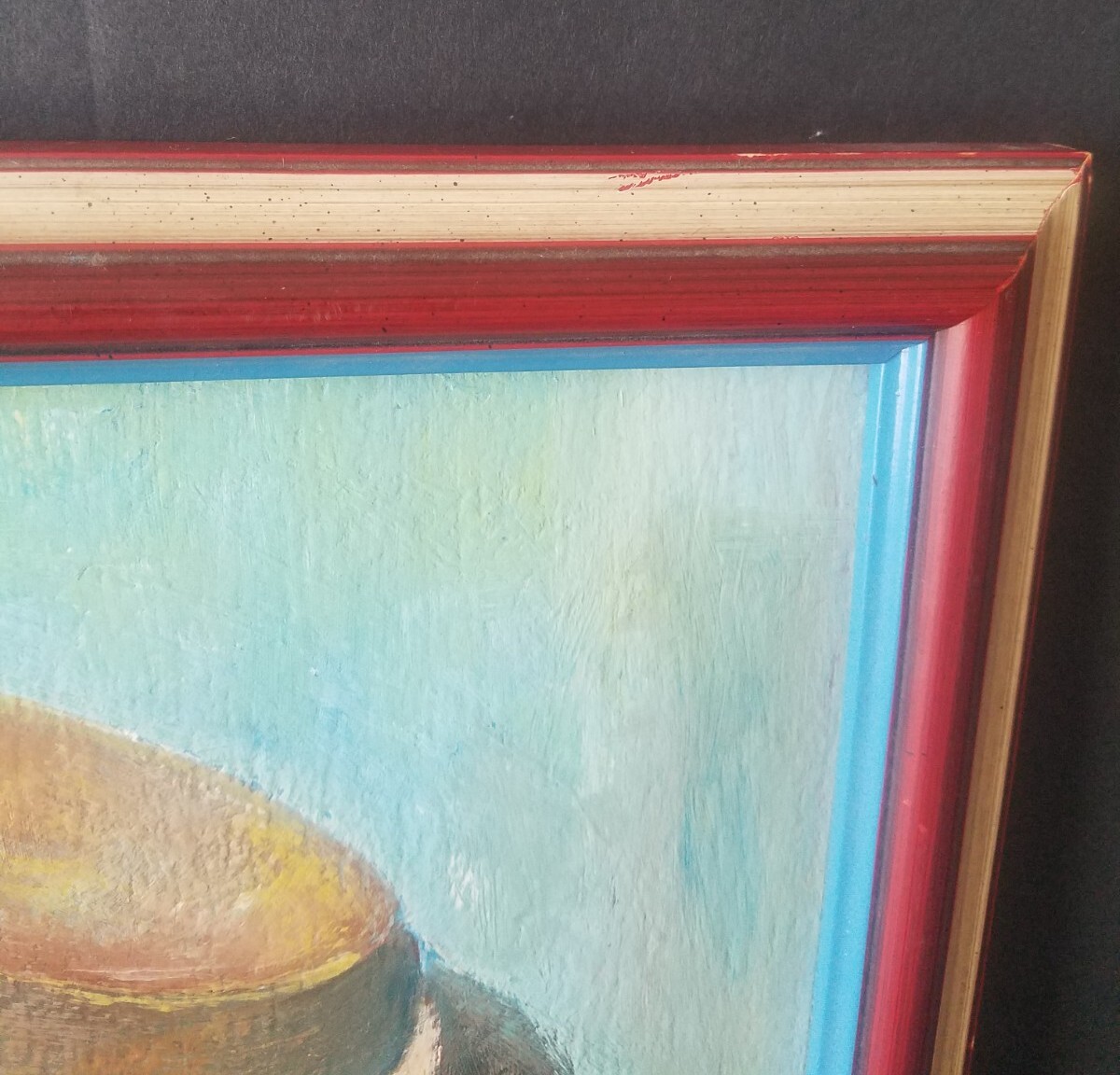 J. Hoffman Vintage Original Blue Eyed Clown Oil Painting Framed 17