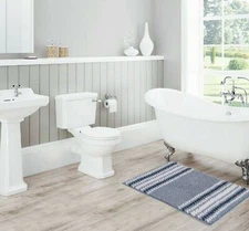 Irvine Chenille Bath Mat Striped Rug Extra Soft Water Absorbent Ramallah Trading