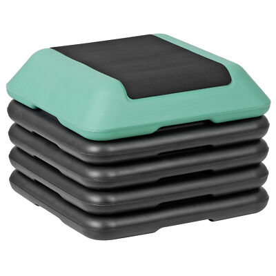 16'' Fitness Aerobic Step Club Cardio Adjust Exercise Stepper w/4 Risers Green