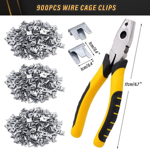 900pcs Rabbit Chicken Wire Cage Clips with Fence Pliers Hog Rings and Pliers Sna - Picture 2 of 12