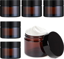 50ml Amber Glass Jars 6Pcs, Cosmetic Jars with Lids Lotion Container, Empty Gla