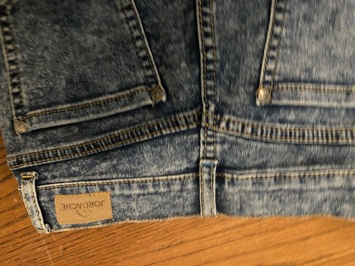 Jordache Bermuda Long High Rise Shorts Girls Denim Iridescent Stars Be Happy S 7 - Picture 3 of 4