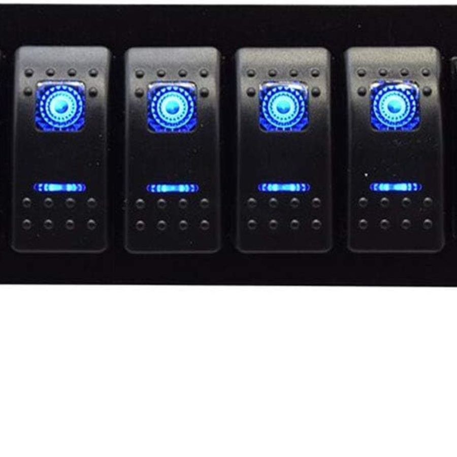 5 Gang Rocker Switch Aluminum Panel with 4.8 Amps Dual USB Rocker Style Fast Cha