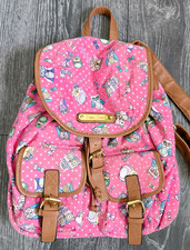 Anna Smith Owls Rucksack Owl Print Backpack Bag Pink Tan Faux Leather