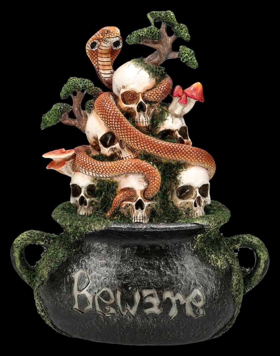 Creepy Decorative Figure - Boiler With Snakes And Skulls - Halloween Witches