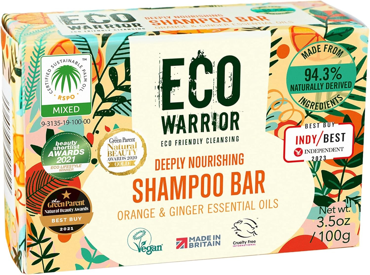 Eco Warrior Deeply Nourishing Shampoo Bar | Vegan, Cruelty Free, Natural, No SL