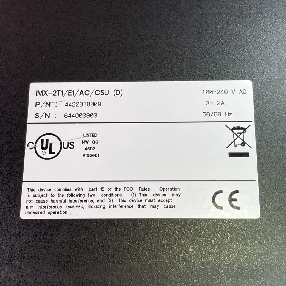 RUEDA 4422010000 IMX-2T1/E1 100-240V AC .3-.2A 50/60Hz Foto 3 de 4