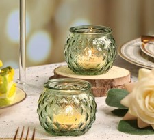 Glass Vintage Style Tea Light Candle Holder Green