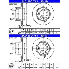 2x ATE BREMSSCHEIBEN 298,0mm BELÜFTET VORNE passend für PORSCHE 911 |