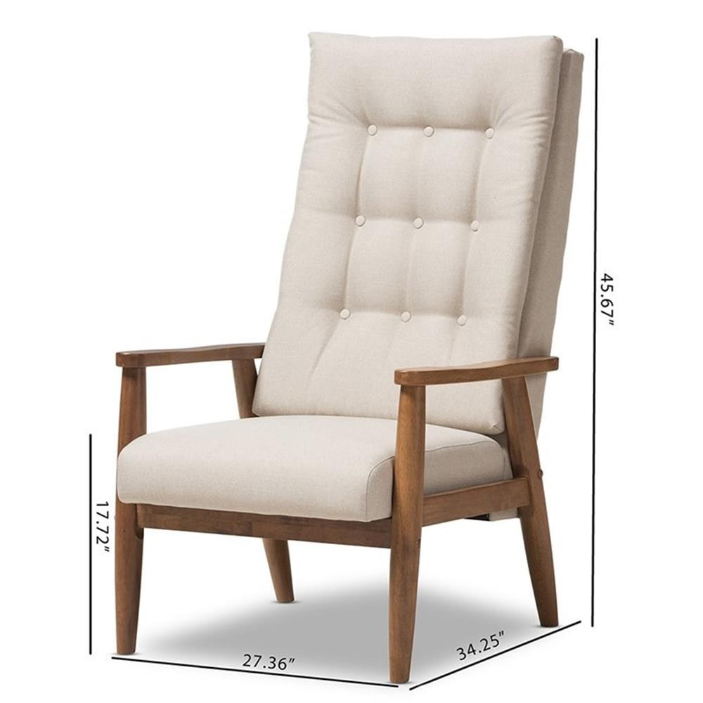 Baxton Studio Roxy Tufted Accent Chair in Light Beige and Brown
