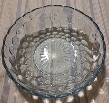Antique Depressed Glass Clear Light Blue Bubble Glass Bowl