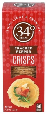 34 Degrees Crispbread Cracked Pepper 4.5 oz (Pack of 12)