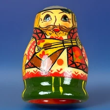 Thimble Handpainted Wood Russian Matryoshka Doll Man With Guitar Musician