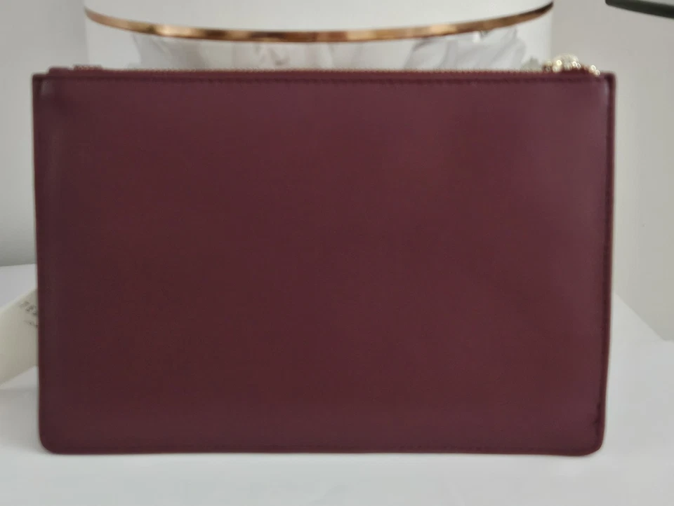 Ted Baker Burgundy Suede/Leather Clutch Wristlet Pouch Bag Brand New - Image 2 of 4