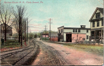 #ad Vintage Postcard Northern Electric Railroad Clarks Summit PA Posted 1908 B8 $9.97