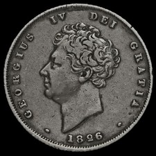 1826 George IV Milled Silver Shilling, GVF