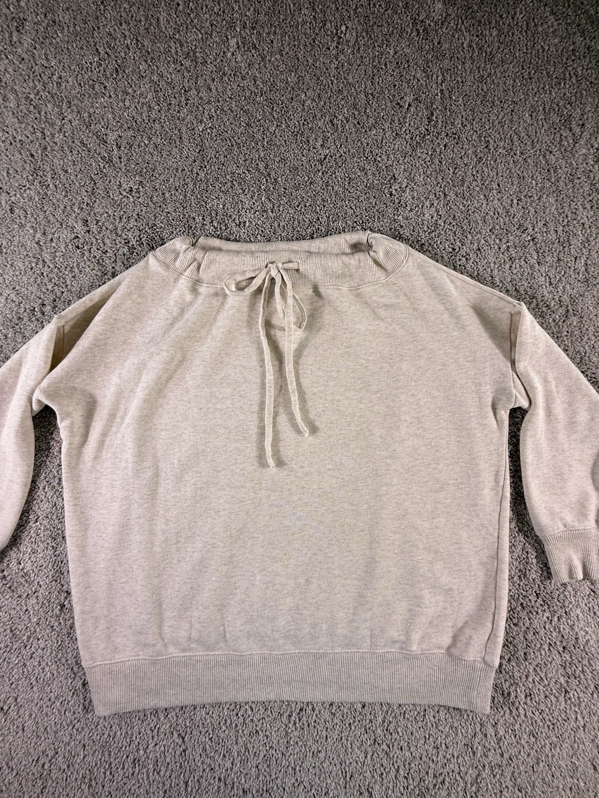 Aerie Sweatshirt Oversized Medium Drawstring Neck Ivory Size Medium