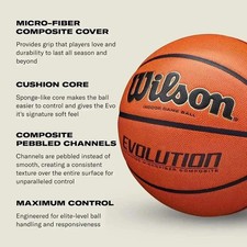 Wilson Evolution 29.5" Basketball Indoor Composite Leather Game Ball NEW