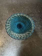 Rare Baccarat Mid Century turquoise mini Pedestal Cake / Plate Stand