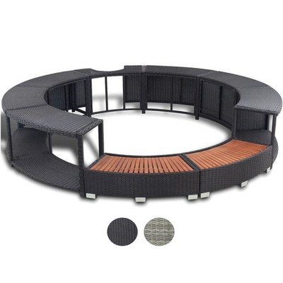 Poolumrandung Poolverkleidung Spa Whirlpool Umrandung Rattan Rahmen Rund 200cm
