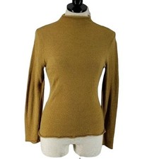 262 1/2 Womens Mustard Acrylic Long Sleeve Mock Neck Sweater USA Made