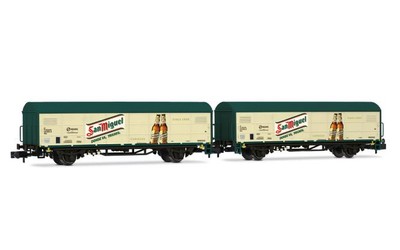 Arnold 2-tlg. Set JPD-Wagen San Miguel  beige/grün, Ep. V RENFE