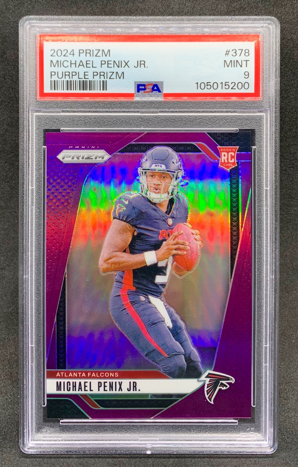 2024 Panini Prizm MICHAEL PENIX Jr Purple Rookie RC SP /125 #378 Mint PSA 9