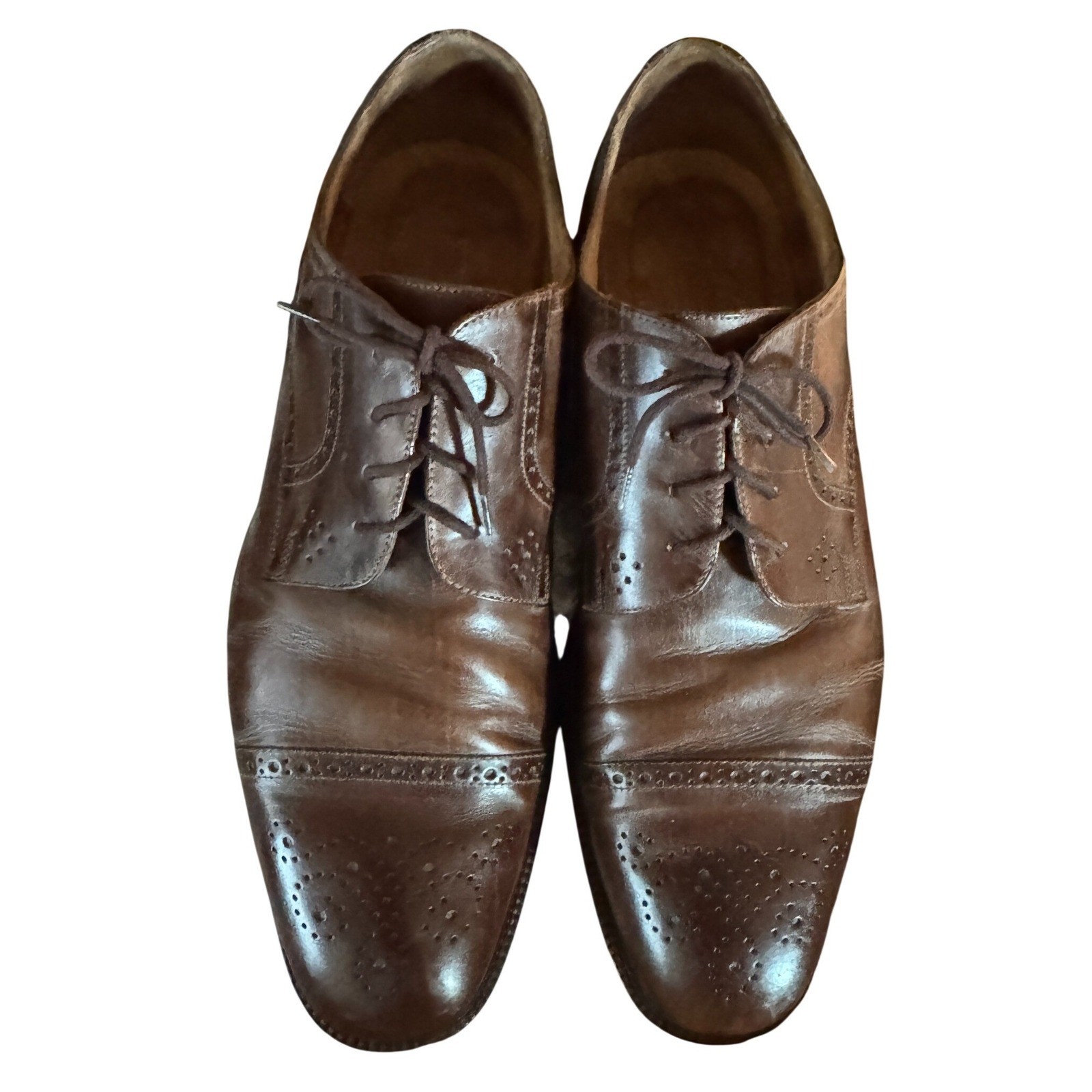 Johnston & Murphy Cellini Brown Leather Cap Toe Dress Shoe Made in Italy size 12