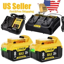 20 Volt for DeWalt 20V Max 6.0AH 8.0AH Lithium-Ion Battery / Charger DCB206-2