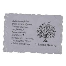 11.8 inches Long Tree of Life Song Polyresin Memorial Garden Stone, Grey Tree