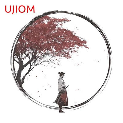 UJIOM Samurai Round Picture Wall Sticker Graphic Decal Computer Case Home Decor