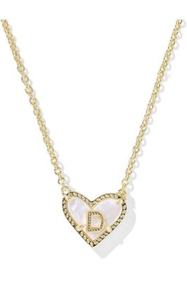 Kendra Scott Ari Heart Letter D Gold Short Pendant Necklace