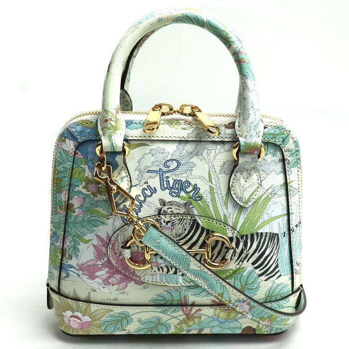 GUCCI Horsebit 1955 Tiger 2Way Shoulder Bag White Multicolor 
