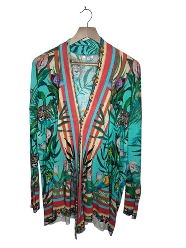 Johnny Was Cardigan Donna Taglia S Tiana Swing Maglione Giungla Leopardato - Foto 2 di 9