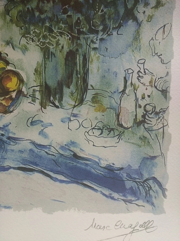 Marc Chagall Romantische Lithographie Liebhaber und rote Rosen L.E. Reproduktion, 72 x 51 - Bild 4 von 4