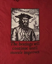"Beatings... Morale Improves" T-Shirt Size 2XL Gilden Red Pithy Quote