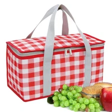 Insulated Picnic Bag Cooler Reusable Beach Bags with Zippered Top - for Hot