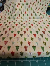 Fabric Traditions Christmas Trees Metallic Gold By The Half Yard Fabric Cotton 