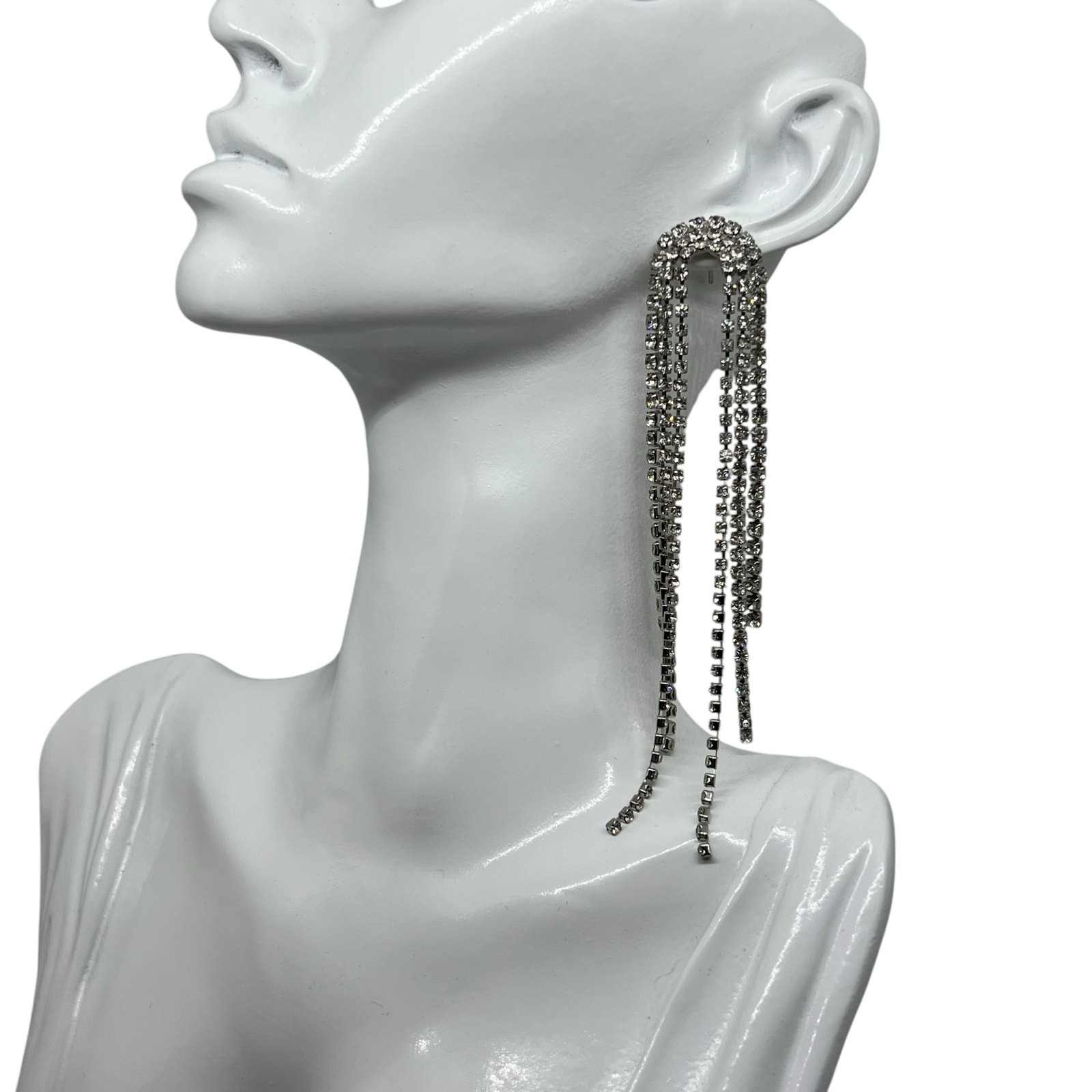 Vintage Dramatic Extra Long Rhinestone Waterfall … - image 7