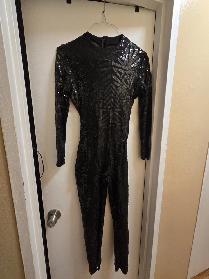 Traje de gato estampado negro Foto 3 de 4