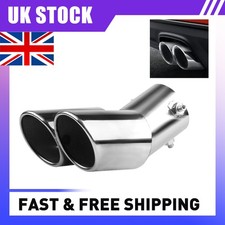 Car Rear Dual Exhaust Pipes Tail Muffler Tip Throat 2.5" Stainless Steel Bent UK