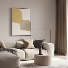 Yellow Hand Painted Oil Painting Abstract Wall Art Home Decor Living Room Simple