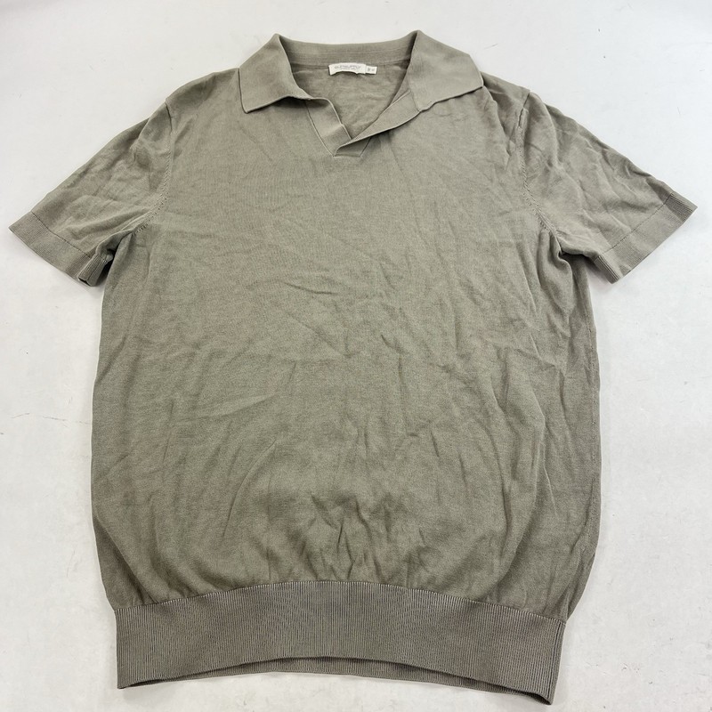 Suitsupply Cotton Silk Knit Polo Mens Medium Taupe Johnny Collar Short Sleeve